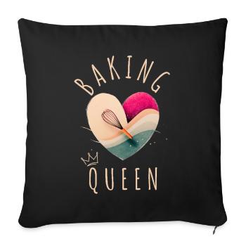 Baking Queen - Herz! - Sofakissenbezug 45 x 45 cm - Schwarz - Vorne