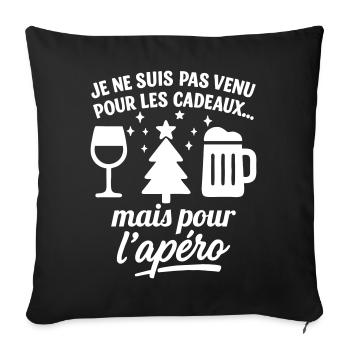 Je Suis Là Pour L’Apéro Noël Humour - Housse de coussin décorative 45 x 45 cm - noir - Devant