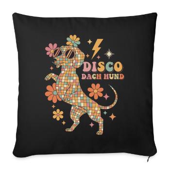 Techno Disco Dachshund Disco Ball Party Funny - Sofa pillowcase 17,3'' x 17,3'' (45 x 45 cm) - black - Front