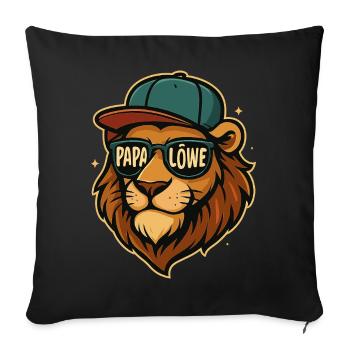 Leo Père Papa Roi Lion Cadeau fort et mignon - Housse de coussin décorative 45 x 45 cm - noir - Devant