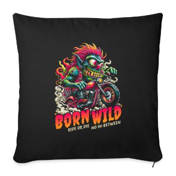 Born Wild Motorcycle Monster Neon - Sofa pillowcase 17,3'' x 17,3'' (45 x 45 cm) - black - Front