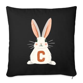 C - Lettre - Lapin - Personnalisable - Housse de coussin décorative 45 x 45 cm - noir - Devant