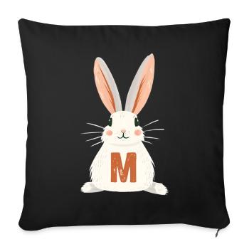M - Lettre - Lapin - Personnalisable - Housse de coussin décorative 45 x 45 cm - noir - Devant