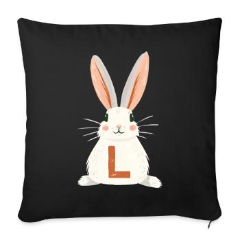 L-Letter - Bunny - Personalizable - Sofa pillowcase 17,3'' x 17,3'' (45 x 45 cm) - black - Front