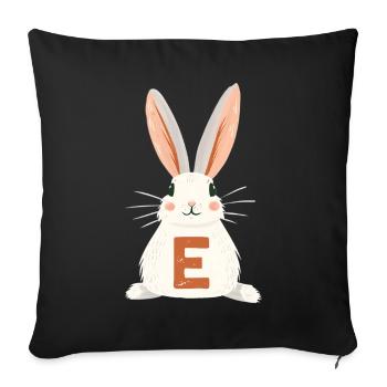 E Letter - Bunny - Personalizable - Sofa pillowcase 17,3'' x 17,3'' (45 x 45 cm) - black - Front