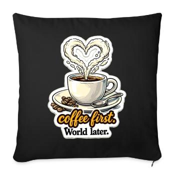 Coffee First Heart Design - Housse de coussin décorative 45 x 45 cm - noir - Devant