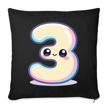 Numéro 3 Kawaii Pastel - Housse de coussin décorative 45 x 45 cm - noir - Devant