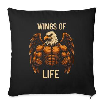 Wings of Life – Eagle Muscles - Sofa pillowcase 17,3'' x 17,3'' (45 x 45 cm) - black - Front