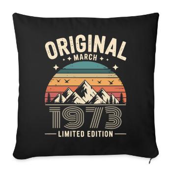 Vintage Né(e) en mars 1973 Original depuis 53 ans - Housse de coussin décorative 45 x 45 cm - noir - Devant