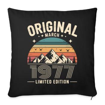 Vintage Né(e) en mars 1977 Original depuis 49 ans - Housse de coussin décorative 45 x 45 cm - noir - Devant