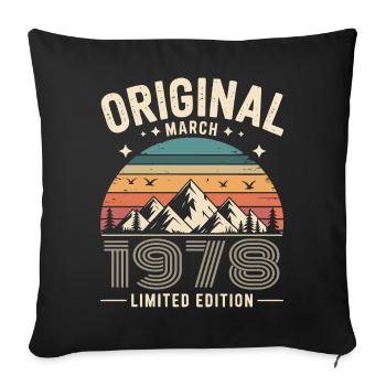 Vintage Né(e) en mars 1978 Original depuis 48 ans - Housse de coussin décorative 45 x 45 cm - noir - Devant