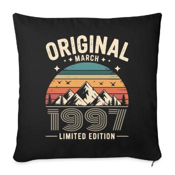 Vintage Né(e) en mars 1997 Original depuis 29 ans - Housse de coussin décorative 45 x 45 cm - noir - Devant