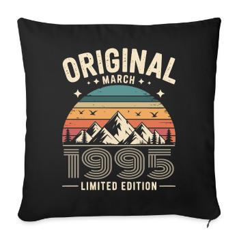Vintage Né(e) en mars 1995 Original depuis 31 ans - Housse de coussin décorative 45 x 45 cm - noir - Devant