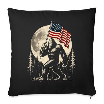 Bigfoot Lune Bigfoot patriotique drôle pour le 4e anniversaire - Housse de coussin décorative 45 x 45 cm - noir - Devant