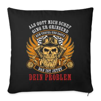 When God created me, he went to the devil grinning - Sofa pillowcase 17,3'' x 17,3'' (45 x 45 cm) - black - Front