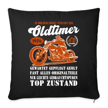 Vintage Motorcycle 1976 Vintage Print - Sofa pillowcase 17,3'' x 17,3'' (45 x 45 cm) - black - Front
