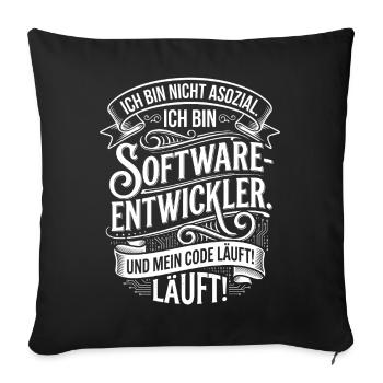 Je suis développeur logiciel – et mon code tourne - Housse de coussin décorative 45 x 45 cm - noir - Devant
