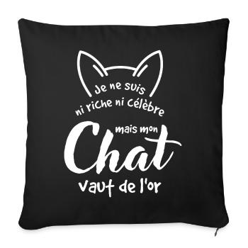 Precious cat and golden humor - Sofa pillowcase 17,3'' x 17,3'' (45 x 45 cm) - black - Front