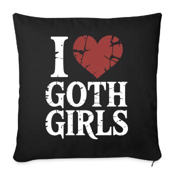 J’aime les filles gothiques - Housse de coussin décorative 45 x 45 cm - noir - Devant