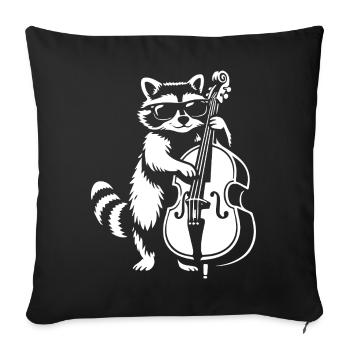 Racoon playing double bass in jazz band - Sofa pillowcase 17,3'' x 17,3'' (45 x 45 cm) - black - Front