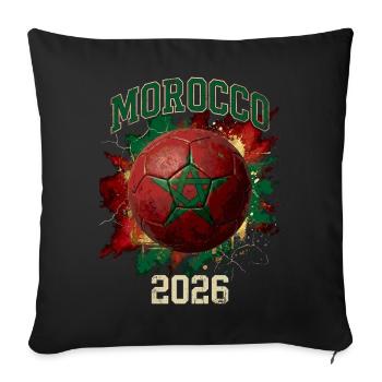 Conception du ballon de football au Maroc 2026 - Housse de coussin décorative 45 x 45 cm - noir - Devant