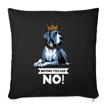 Avant de demander à un grand dogue grand dogue propriétaire de dogue allemand - Housse de coussin décorative 45 x 45 cm - noir - Devant
