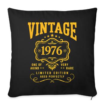 Cadeau rétro de l’année de naissance vintage 1976 - Housse de coussin décorative 45 x 45 cm - noir - Devant