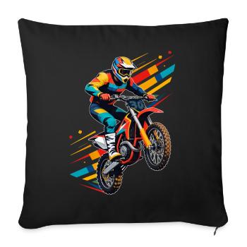 Motocross biker motorcycle cross trial enduro freestyle - Sofa pillowcase 17,3'' x 17,3'' (45 x 45 cm) - black - Front