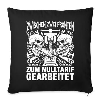 Entre deux fronts : impôts, inflation, coups de poing - Housse de coussin décorative 45 x 45 cm - noir - Devant