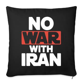 Non à la guerre d’Iran – Paix et diplomatie - Housse de coussin décorative 45 x 45 cm - noir - Devant