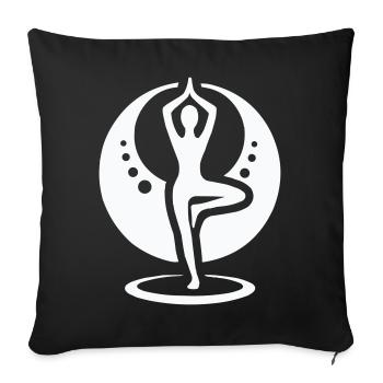 Yoga silhouette in the circle of the moon - Sofa pillowcase 17,3'' x 17,3'' (45 x 45 cm) - black - Front