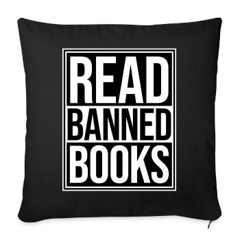 Lire des livres interdits Verbotene Bücher Lesen Freiheit - Housse de coussin décorative 45 x 45 cm - noir - Devant