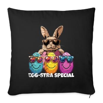 Eggstra Special Lustiger Osterhase Ostern - Sofakissenbezug 45 x 45 cm - Schwarz - Vorne