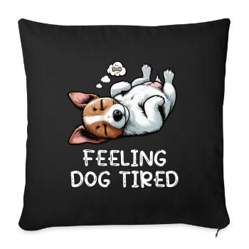 Se sentir fatigué par le chien Jack Russel terrier Jack Russel - Housse de coussin décorative 45 x 45 cm - noir - Devant