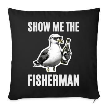 Drôle de dicton, pêche au pub Seagull Angler - Housse de coussin décorative 45 x 45 cm - noir - Devant