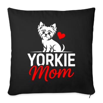 Yorkie Mom Herzhund Design - Sofakissenbezug 45 x 45 cm - Schwarz - Vorne