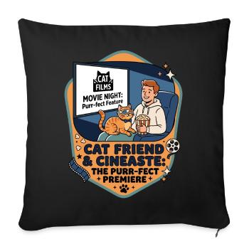 Amie chatte Cinéaste Humour - Housse de coussin décorative 45 x 45 cm - noir - Devant