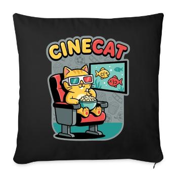 CineKat Cinema Cat Popcorn - Sofa pillowcase 17,3'' x 17,3'' (45 x 45 cm) - black - Front