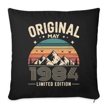 mai 1984 – Légende des sommets et montagnes - Housse de coussin décorative 45 x 45 cm - noir - Devant