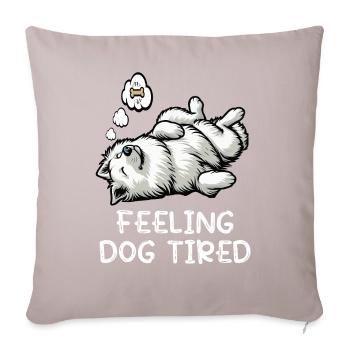 Chien blanc épuisé - Housse de coussin décorative 45 x 45 cm - taupe clair - Devant