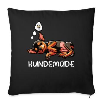 Hundemüde Zwergpinscher Pinscher Pinscherbesitzer - Sofakissenbezug 45 x 45 cm - Schwarz - Vorne