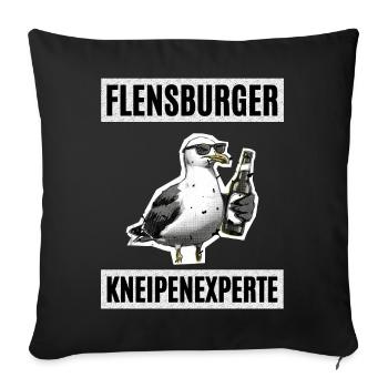 Flensburger Kneipen Experte - Sofakissenbezug 45 x 45 cm - Schwarz - Vorne