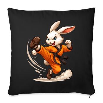 Hase Kung Fu Karate Ninja Fun Design - Sofakissenbezug 45 x 45 cm - Schwarz - Vorne