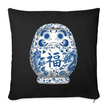 Daruma - Housse de coussin décorative 45 x 45 cm - noir - Devant