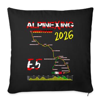 E5 Oberstdorf Merano 2026 - Sofa pillowcase 17,3'' x 17,3'' (45 x 45 cm) - black - Front