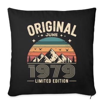 juin 1979 – Légende des sommets et montagnes - Housse de coussin décorative 45 x 45 cm - noir - Devant