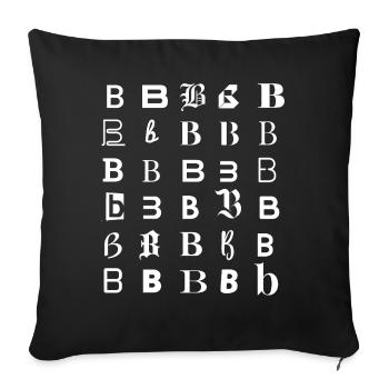 Typography Alphabet Letter B Glyph Mosaic - Sofa pillowcase 17,3'' x 17,3'' (45 x 45 cm) - black - Front