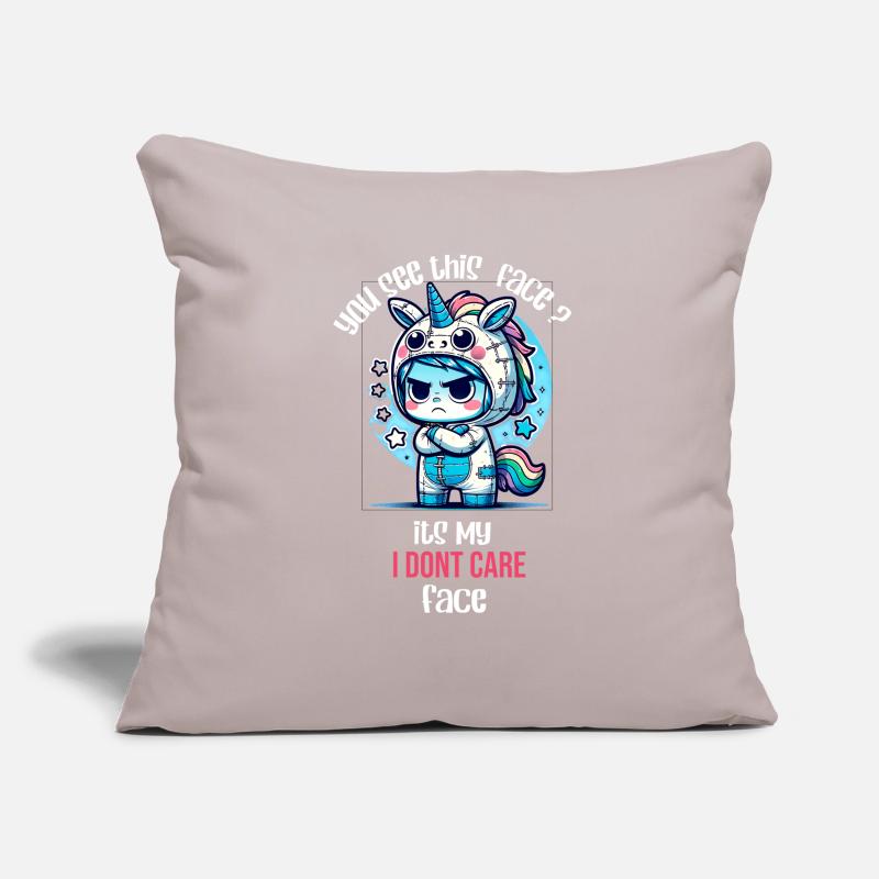 Grumpy Unicorn – I Don't Care Face Sofa pillowcase 17,3'' x 17,3'' (45 x 45 cm)