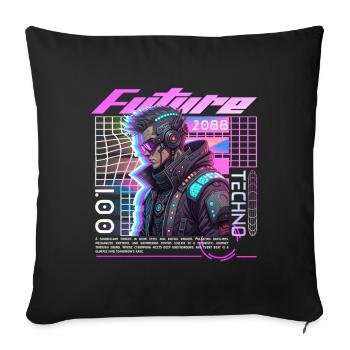 Neon Cyberpunk Cyclist - Sofa pillowcase 17,3'' x 17,3'' (45 x 45 cm) - black - Front