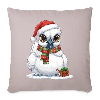 Poulet de soie drôle - Chapeau de Père Noël et... - Housse de coussin décorative 45 x 45 cm - taupe clair - Devant